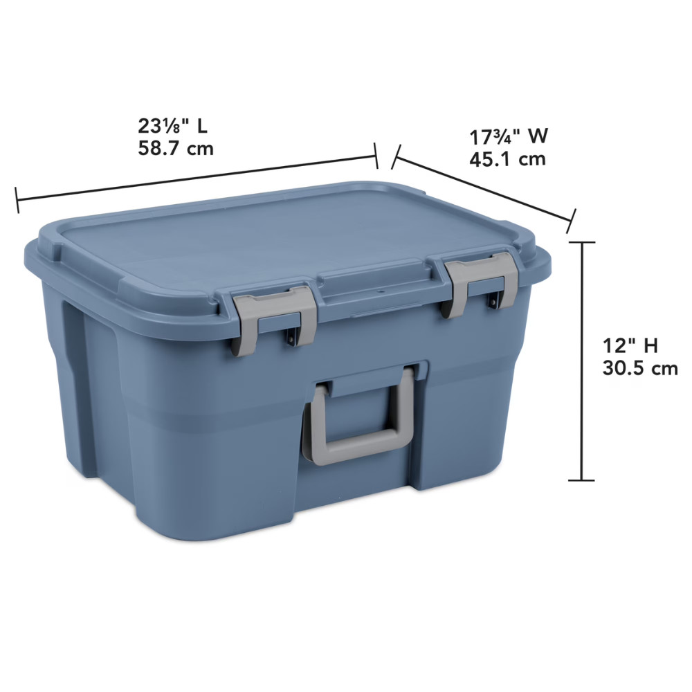3 Pack Sterilite Footlocker Storage Trunk, Blue, Heavy Duty Organizer, Lockable