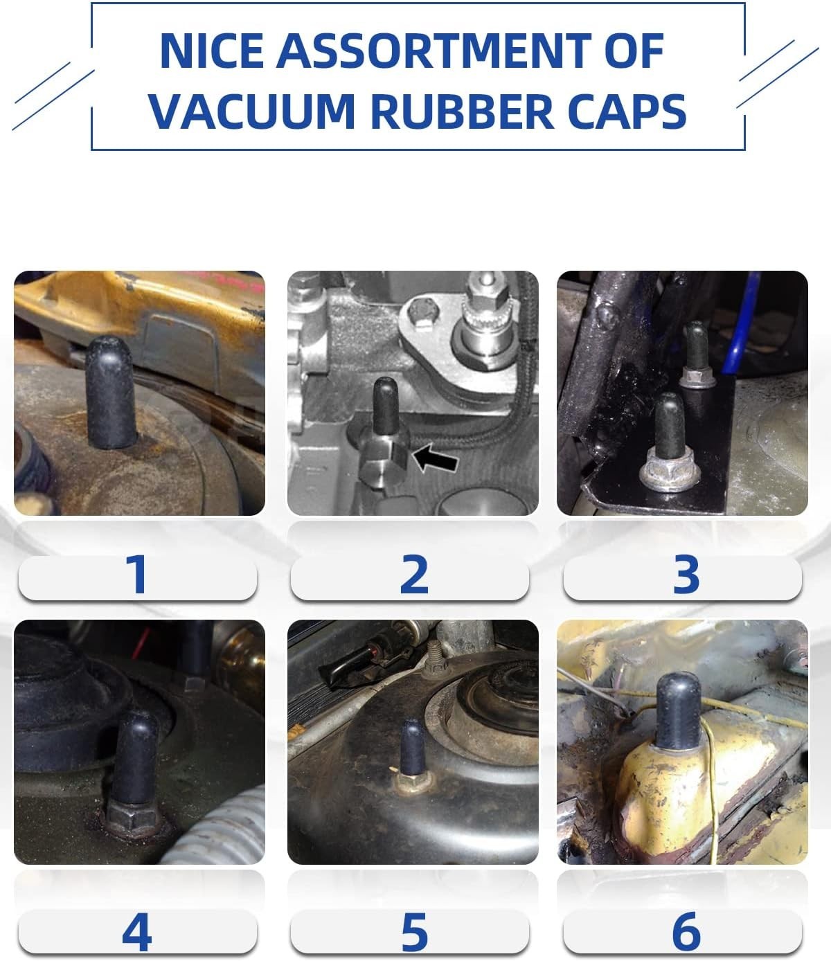 Rubber Vacuum Caps Plug Kit, 102 PCS Assorted Plugs Hose End Black