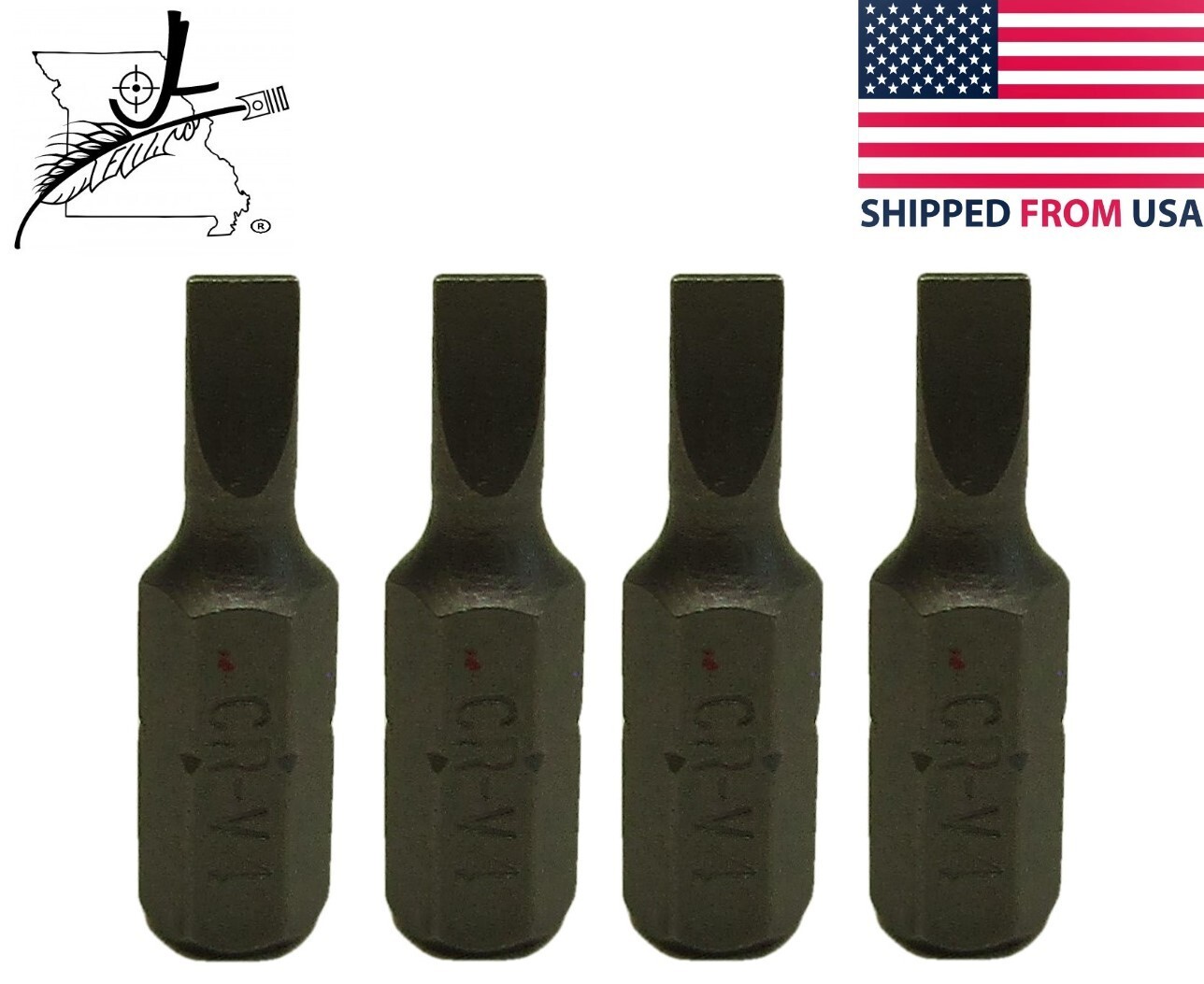 4x SL4 Slotted 25mm Long 1/4" Hex Shank Screwdriver Bits Hardened 1" 4mm 1/8" Sm