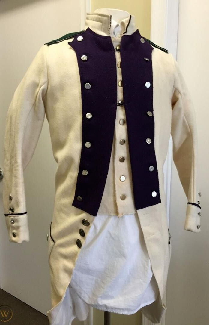 New Regiment 1770s French Gatinais Revolutionary War Off White Wool Men Tailcoat
