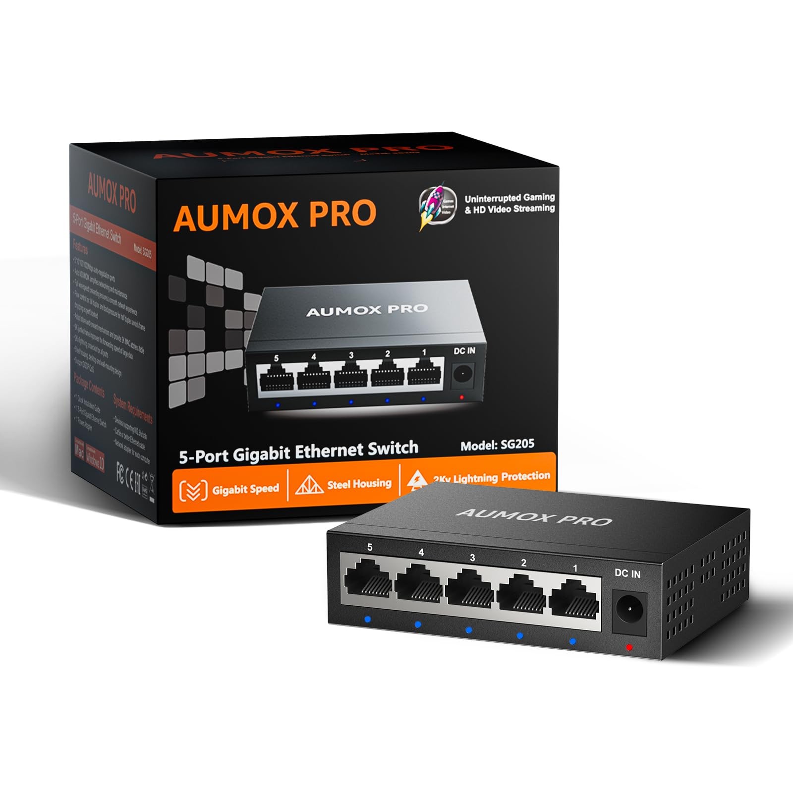 5 Port Gigabit Unmanaged Ethernet Switch, Home Network Hub, Office Ethernet S...