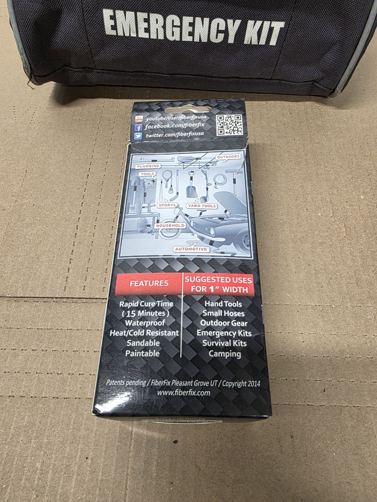 Emergency Roadside First Aid Kit - Empty Bag Only, With Fiberfix Tape