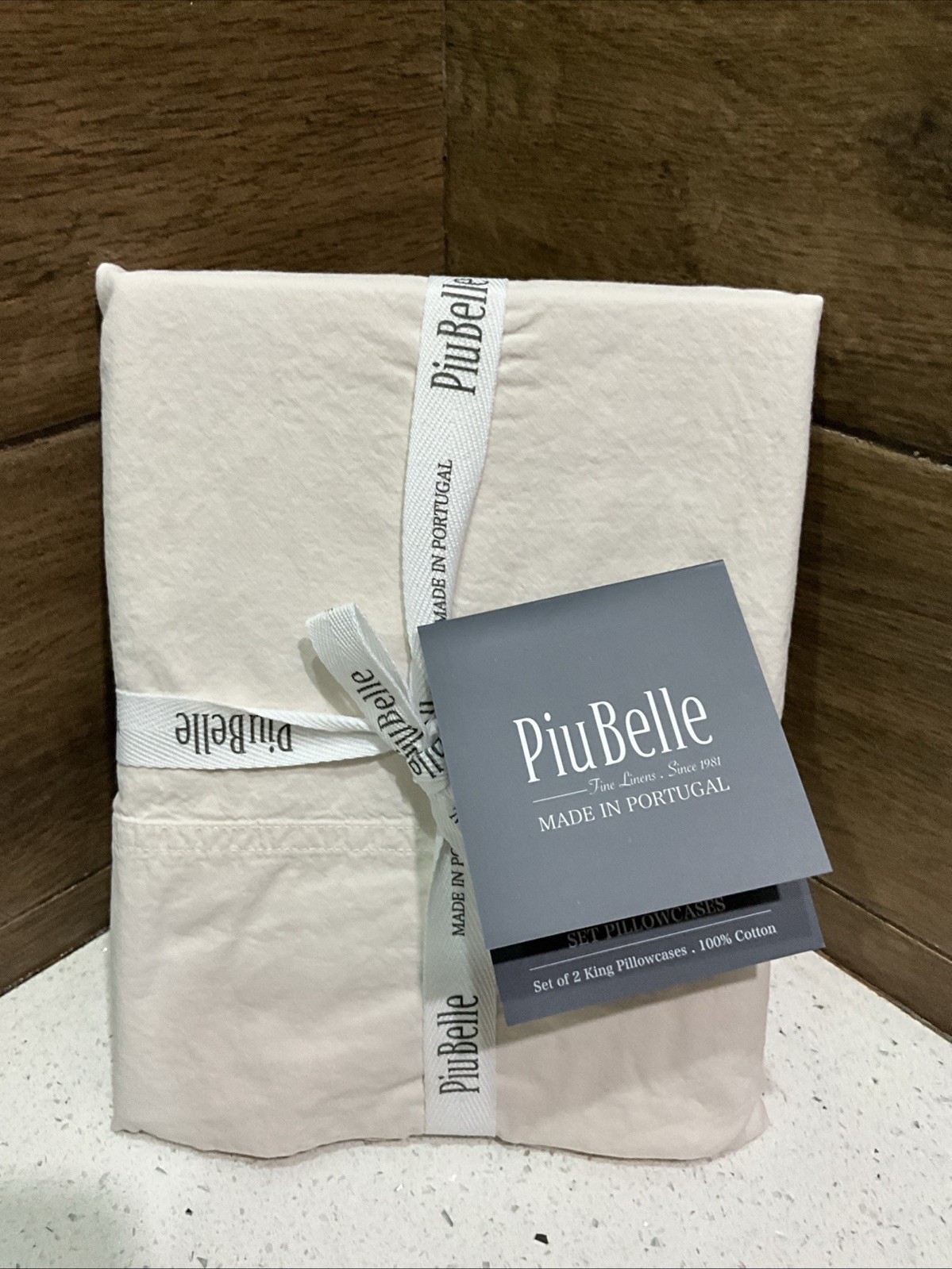 Piu Belle Portugal Luxury 100% Cotton Percale Pillowcase Set  Cream Beige - King