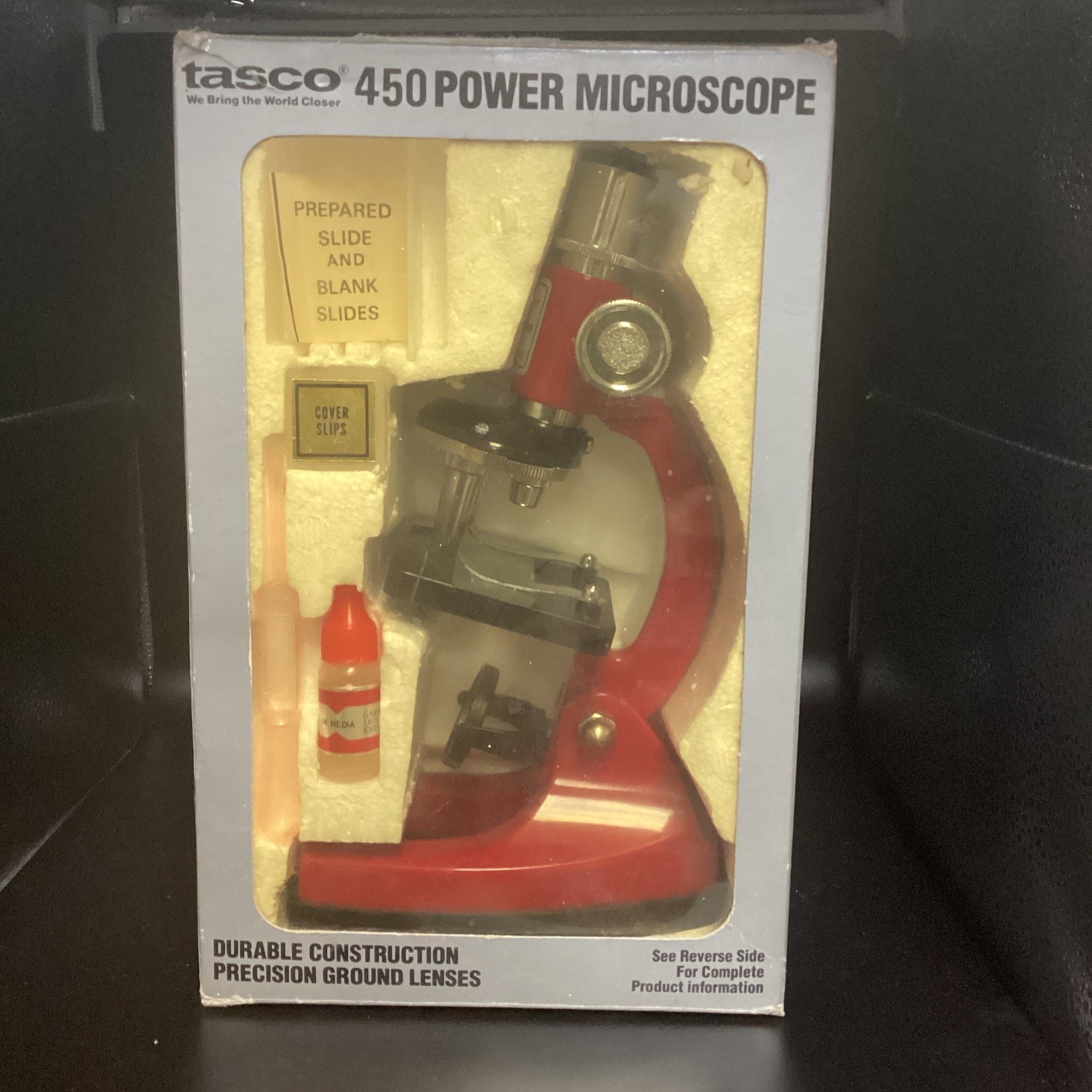 Tasco 450 Power Microscope Kit Vintage Model w/ Slides & Accessories New in Box