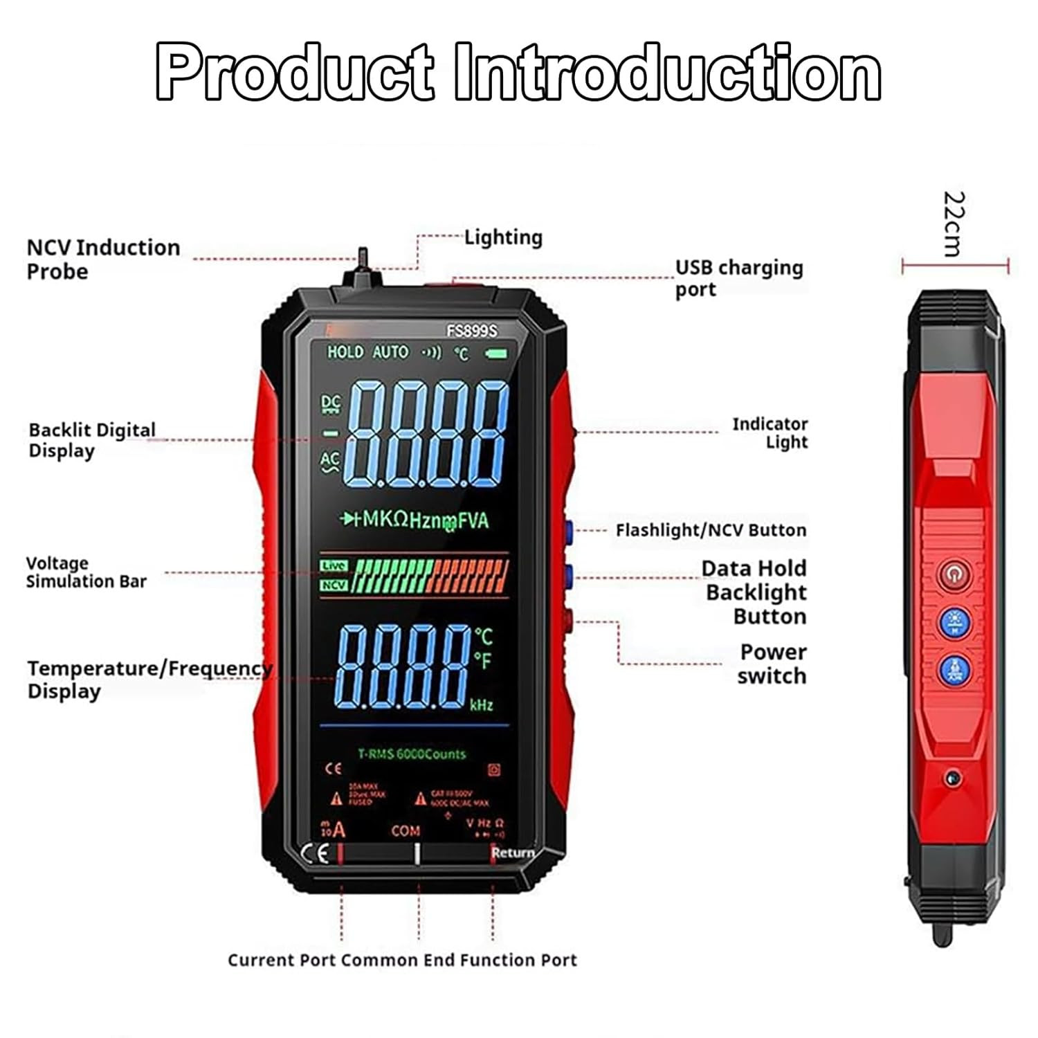 2026 Upgraded FS899L Digital Multimeter, Color Screen, USB-C with 16Pcs