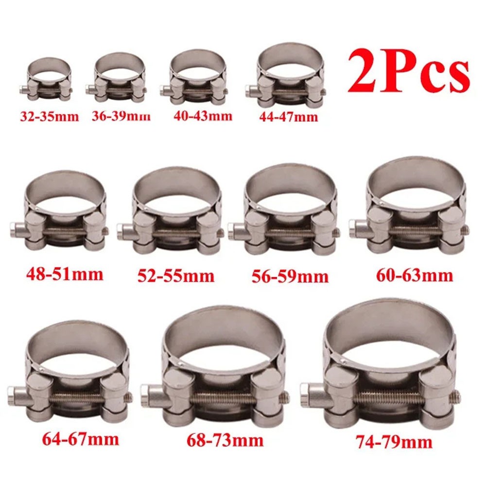 Motorcycle Exhaust Hose Pipe Muffler Clamp Exhaust Clamp Kit 2Pcs T-Bolt ∧ ╏