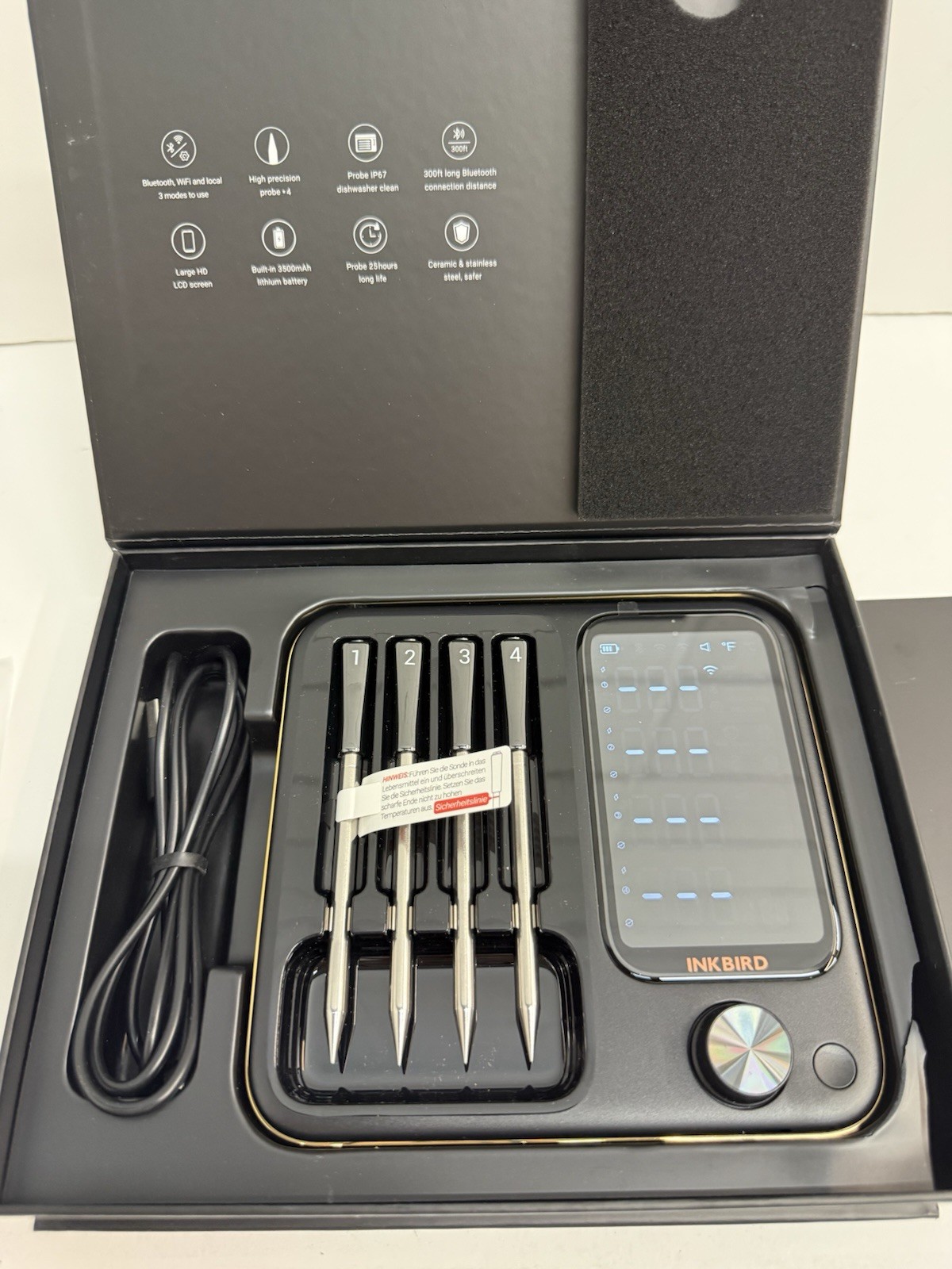 WiFi Wireless Meat Thermometer with 360°Readable LCD Standalone Base