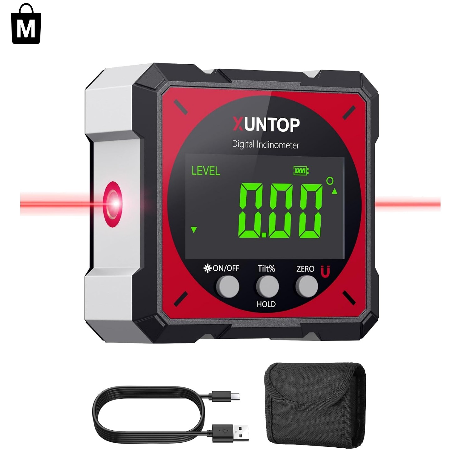 USB Charging Digital Angle Finder with Laser & Magnet for Accurate Leveling