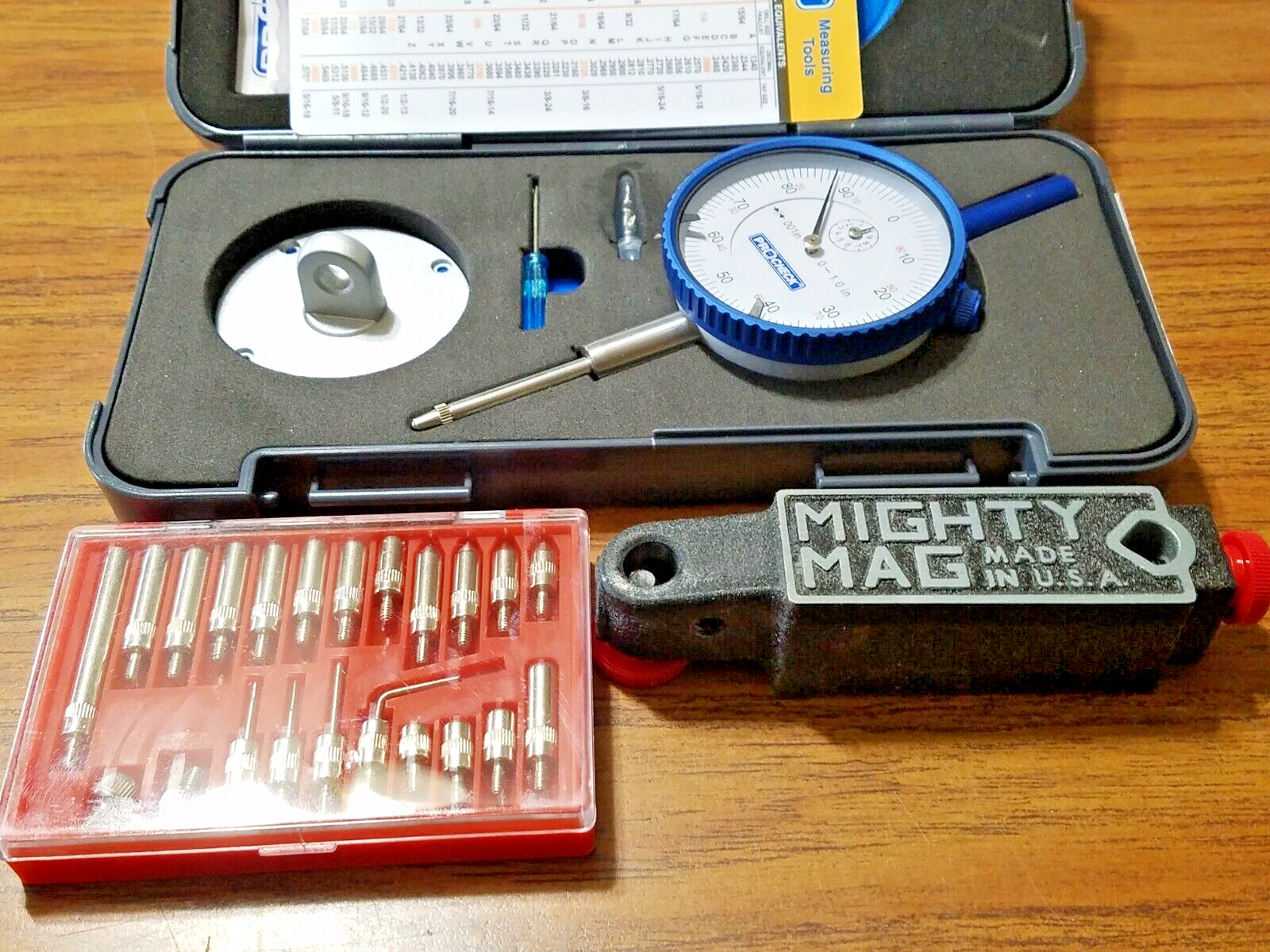 1" Travel Indicator SET with Mighty Mag Base 22 Contacts Precision Measuring