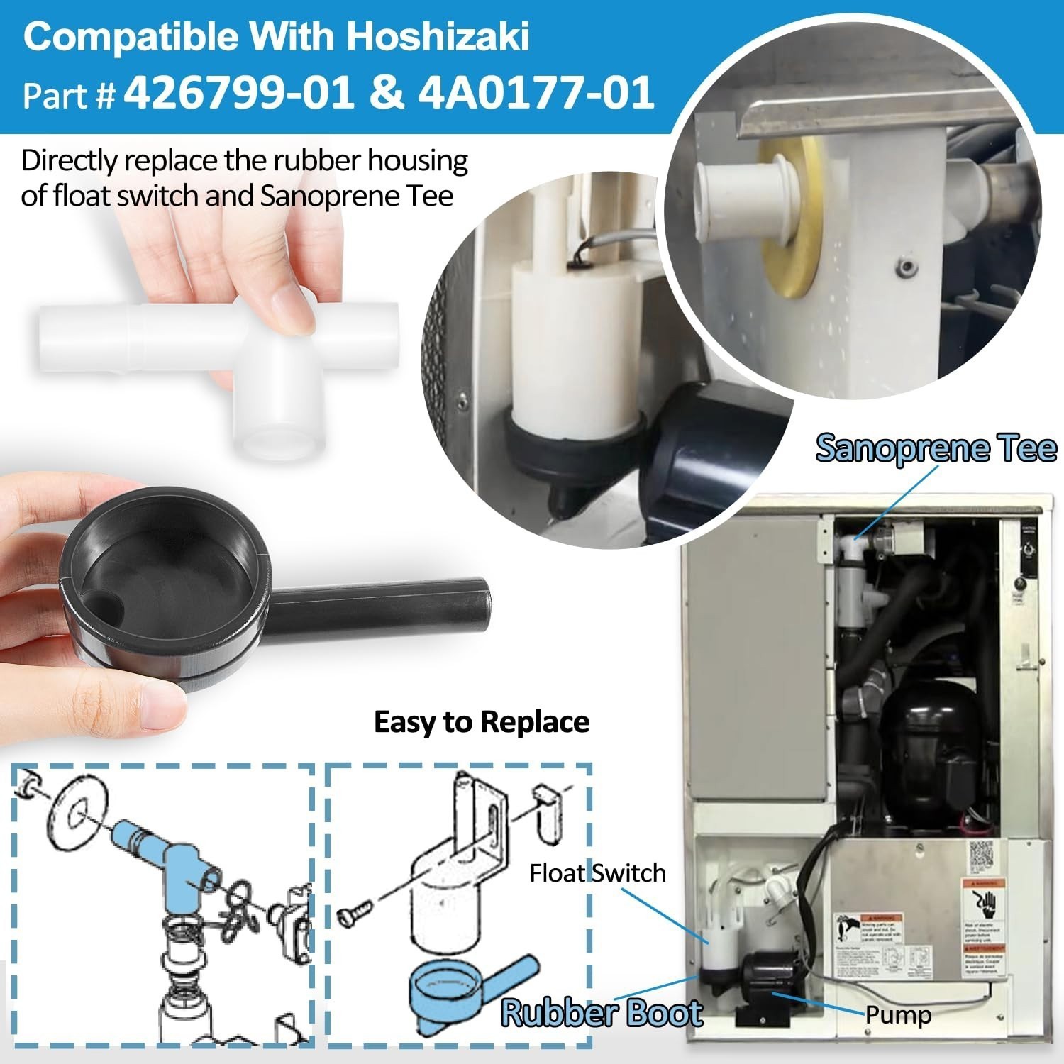 Float Switch Connector 426799-01 & Sanoprene Tee for Hoshizaki Ice Maker Machine
