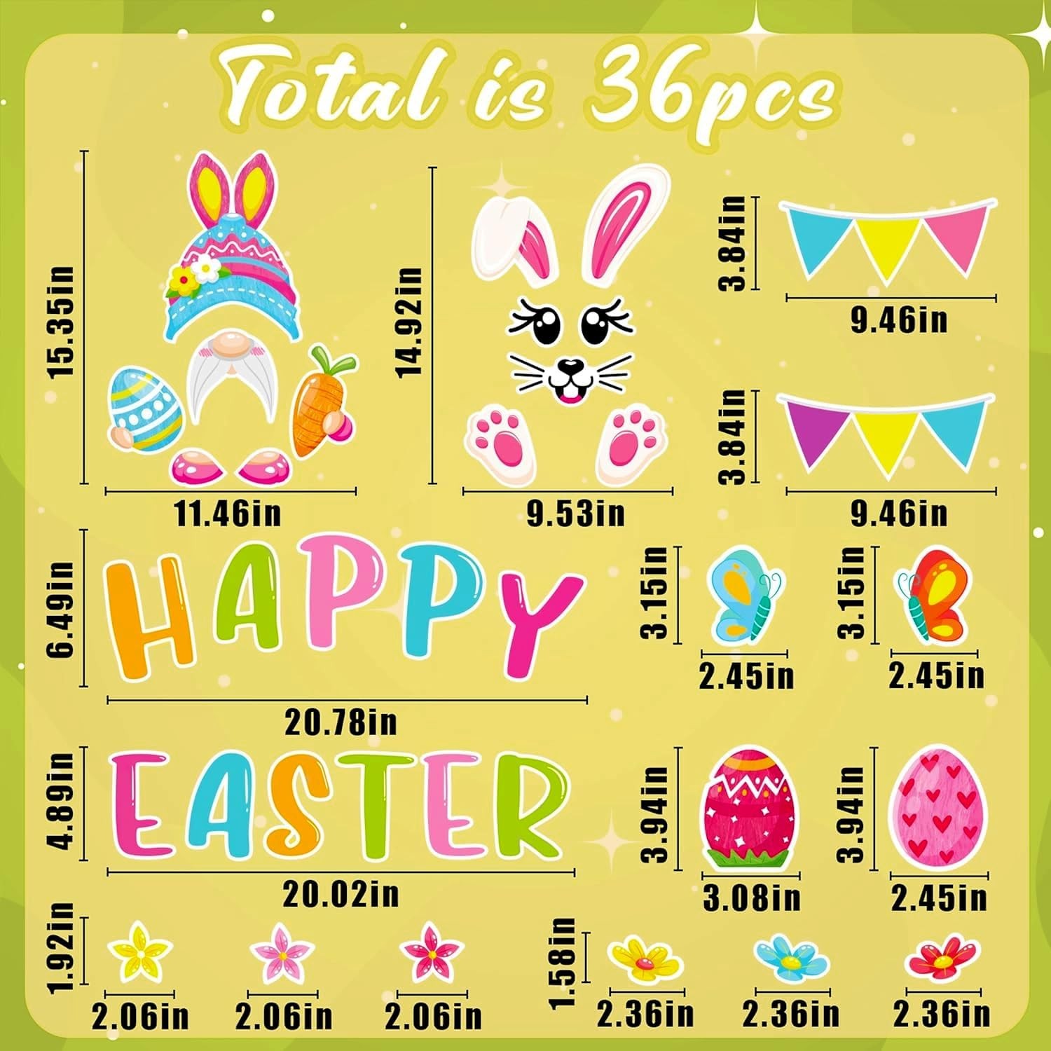 36PCS Easter Magnets Garage Door Decorations - Magnetic Large, Multi-colors