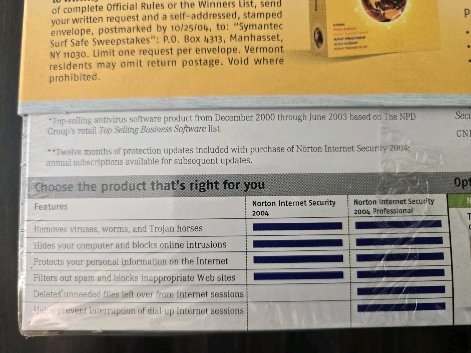 Norton Internet Security 2004 Windows XP Home / XP Pro / 2000 Pro / Me / 98 NEW