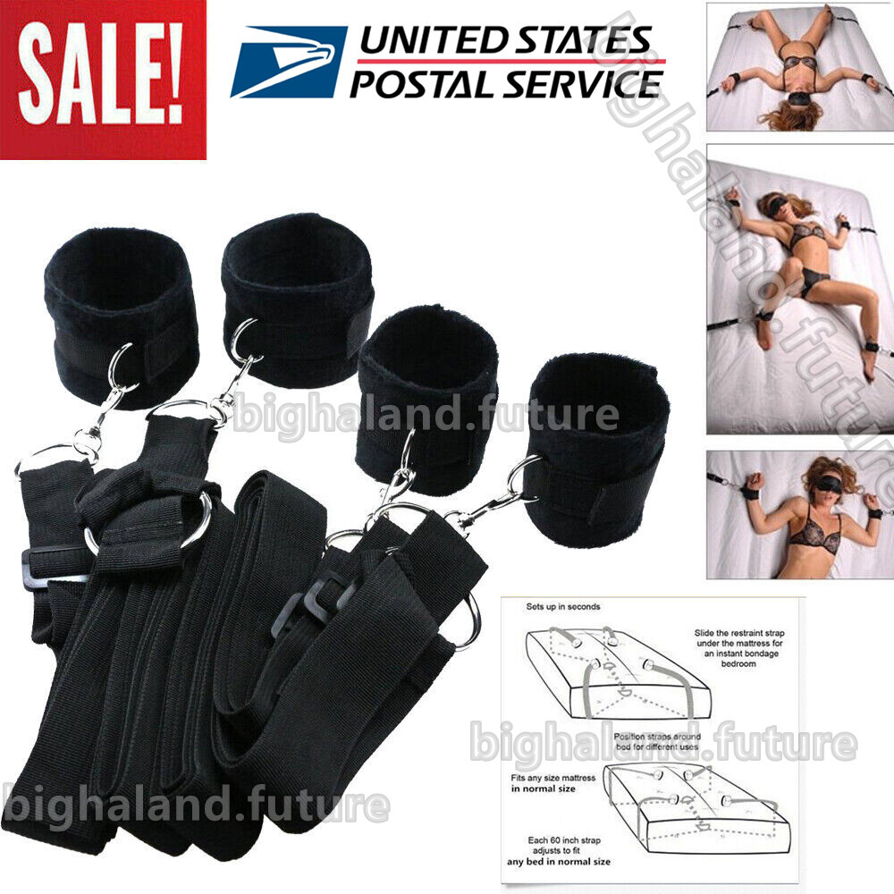 Bed Restraint Plush Handcuffs Ankle Cuffs Adjustable Straps Hook Bondage Sex Toy