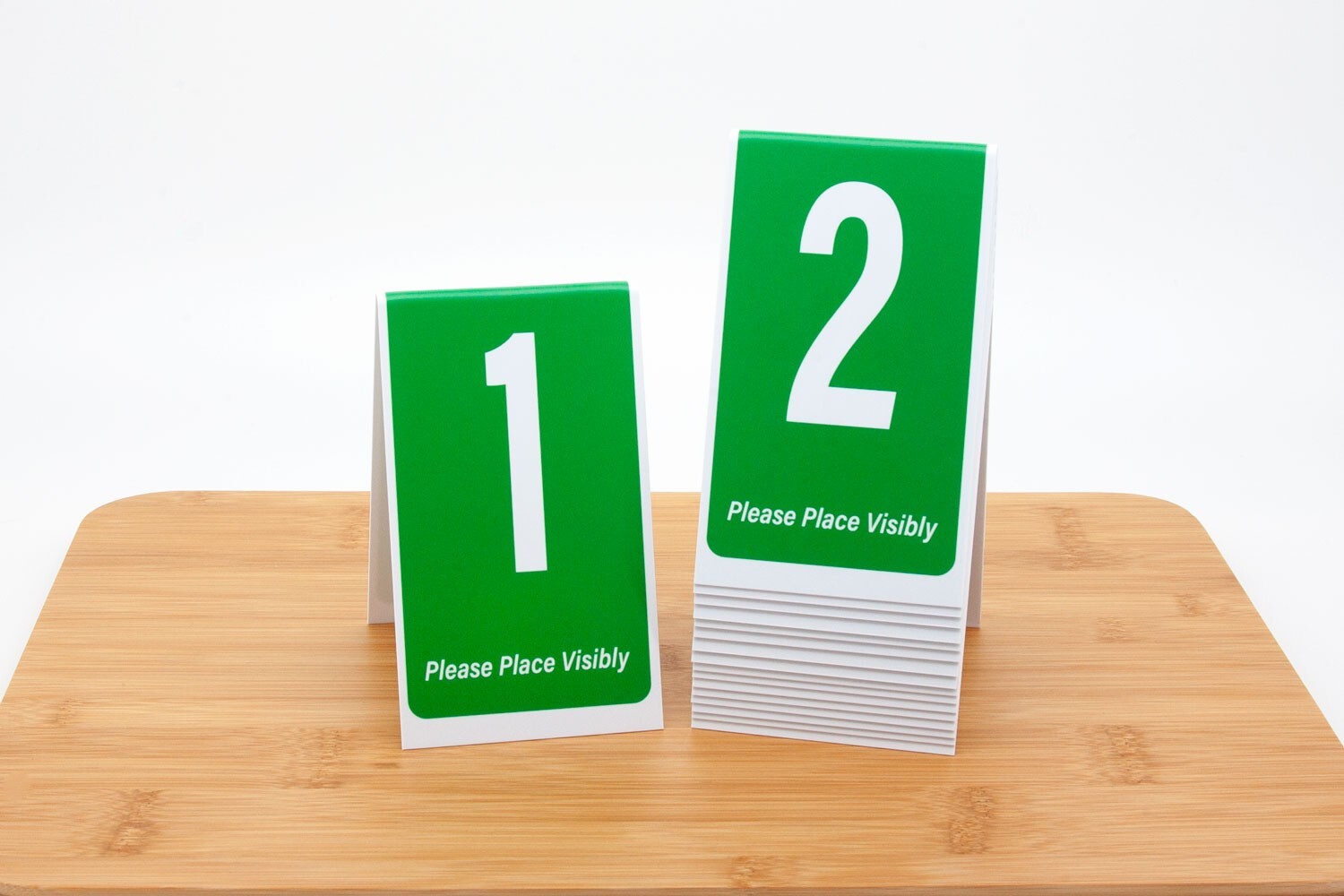 Plastic Table Numbers 1-50, Green w/ white number, Tent style, Free shipping