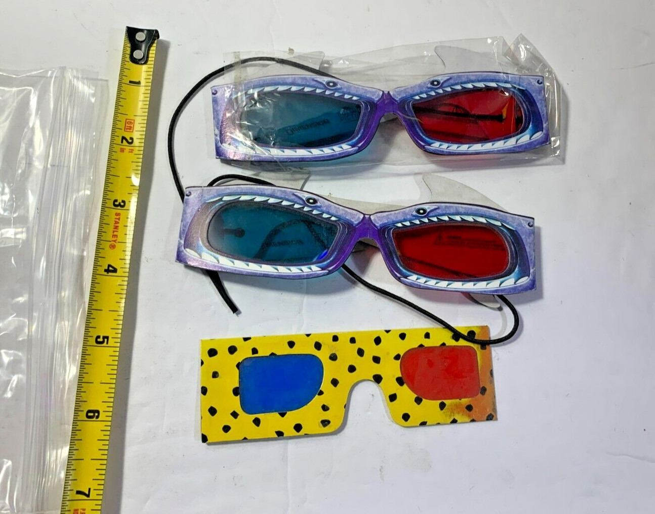 Lot Of 3 Pair Cardstock Red Blue 3D Glasses