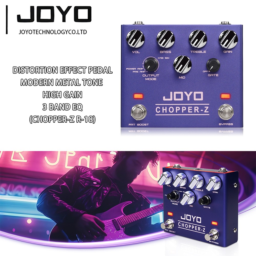 JOYO Distortion Effect Pedal Modern Metal Tone High Gain Amp Simulators with 3EQ