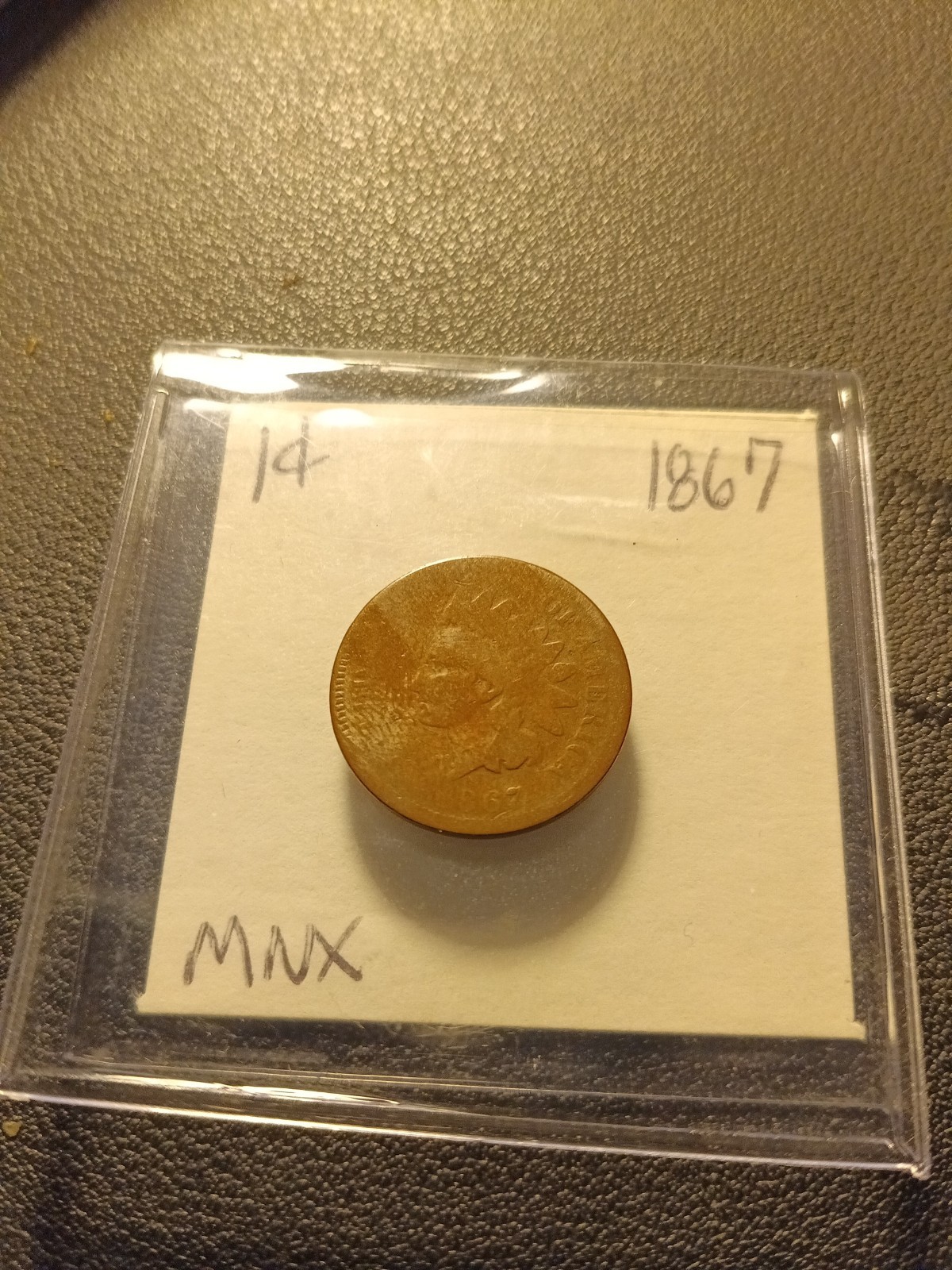 1867 Indian Head One Cent Penny- Good/VG Details, Brown