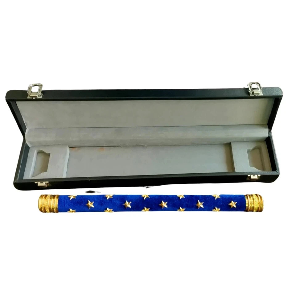 French Field Marshal Baton Replica Blue Velvet with Gold Stars | With Box
