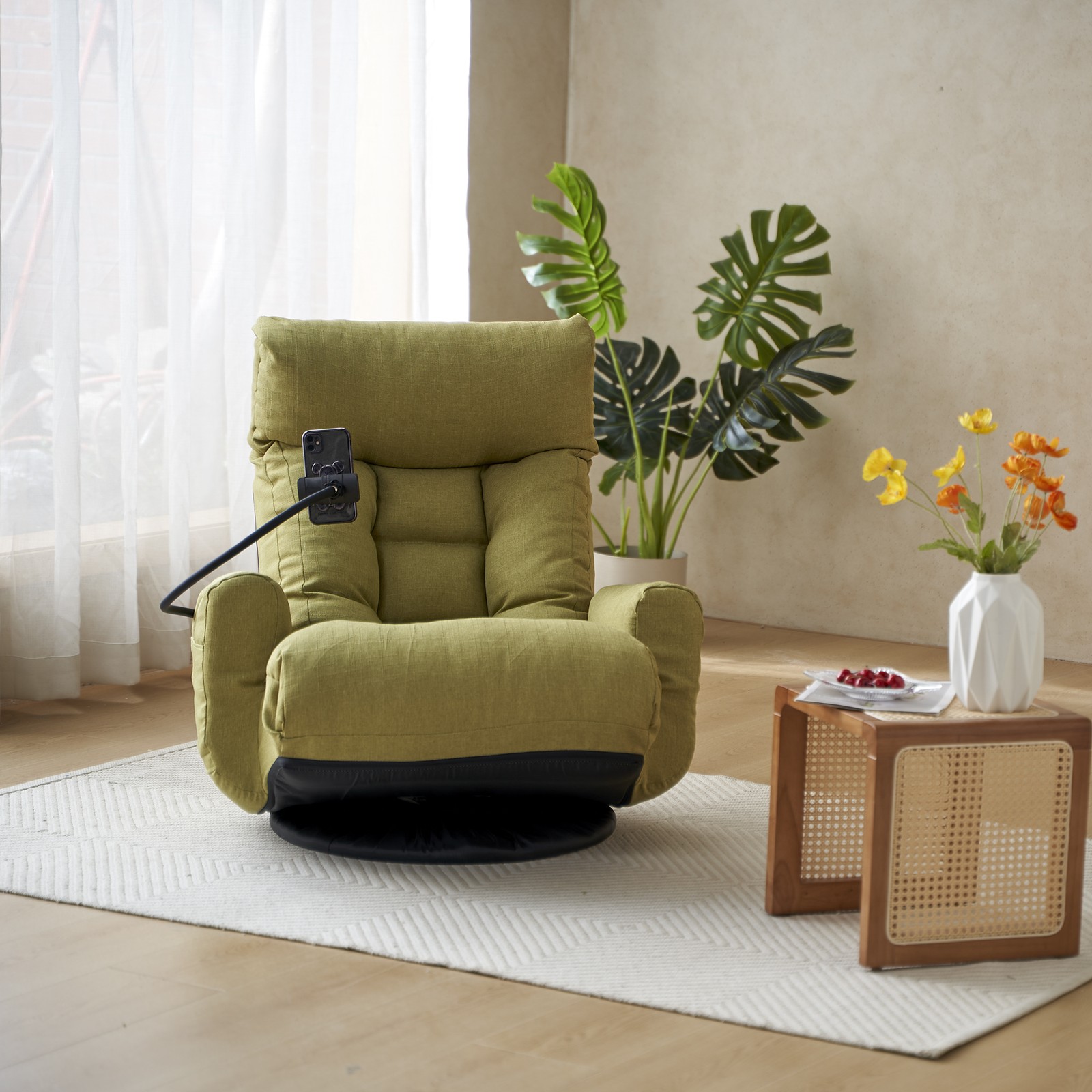 Adjustable Lounge Sofa Chair 360 Rotatable Recliner Green