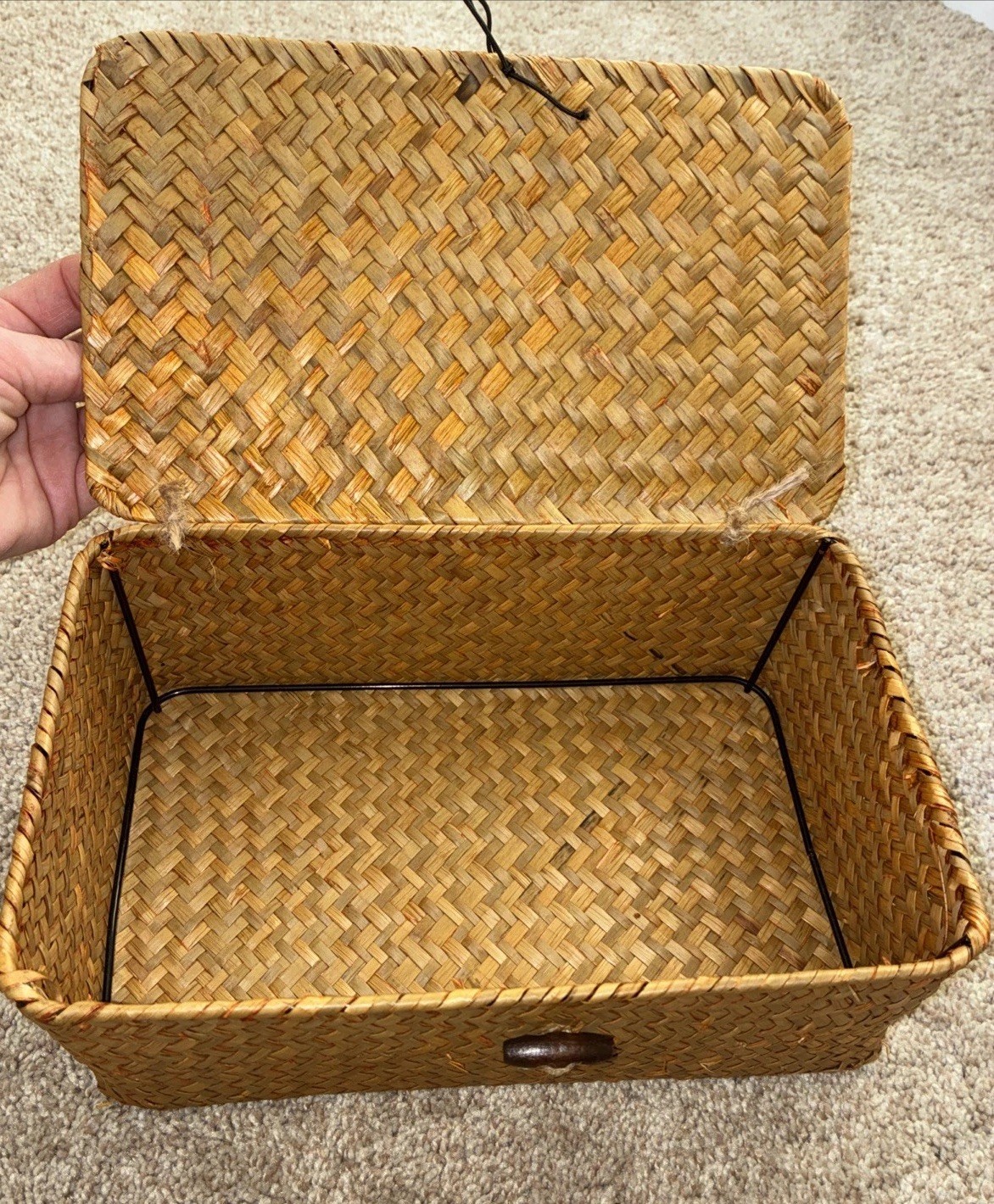 Decorative Wicker Storage Basket, Approx 10x6x4”