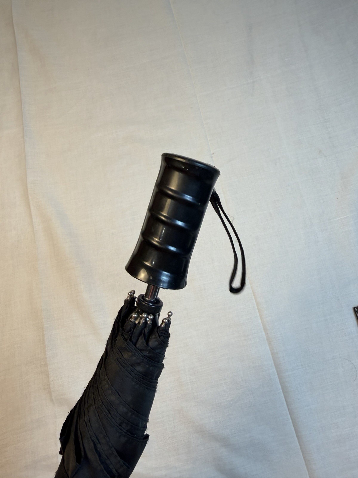 Black Solid Compact/Folding Umbrella for Unisex, 12 in Length