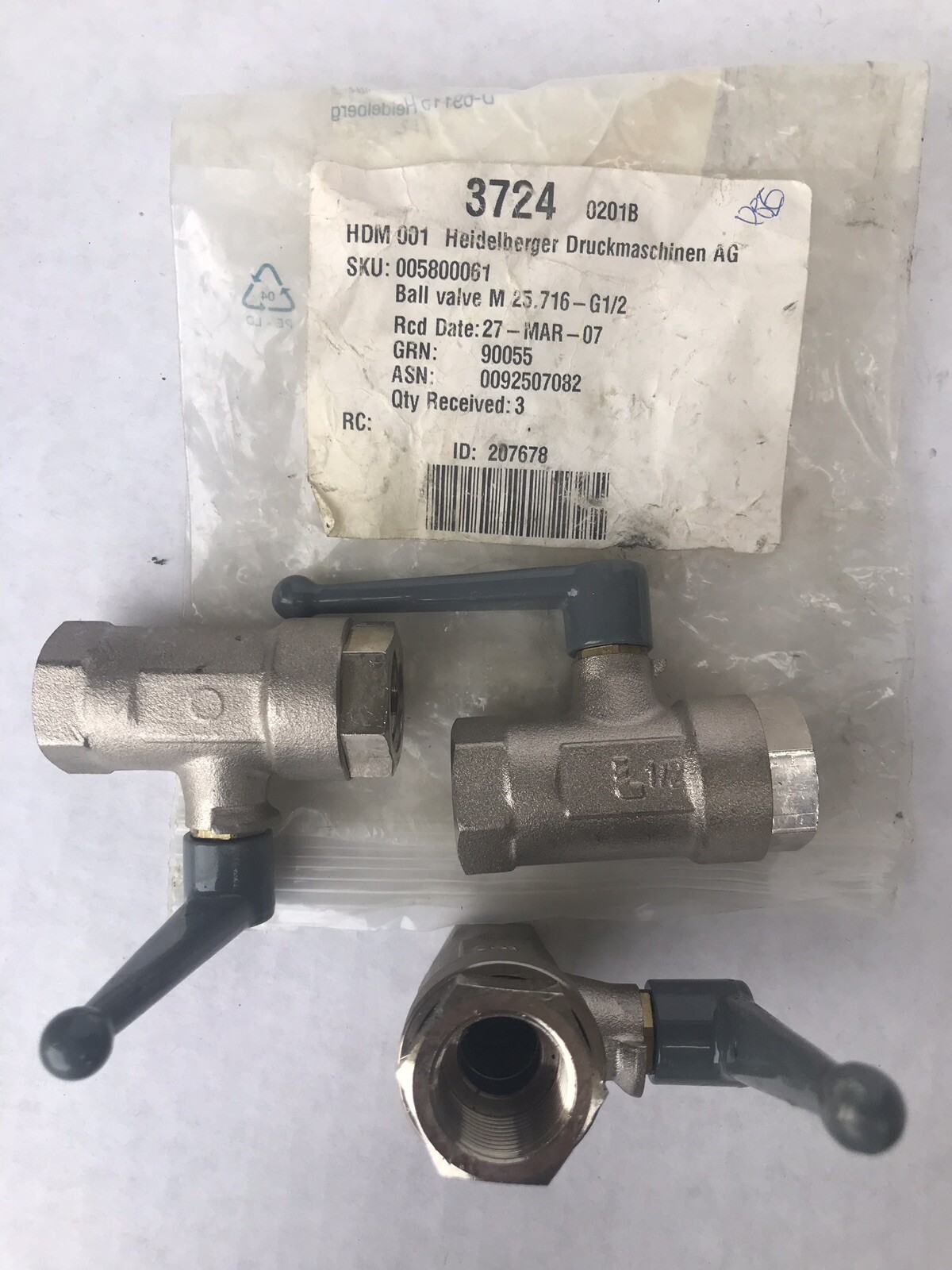 Original Heidelberg 1/2” NPT Ball Valves 00.580.0061 From Germany