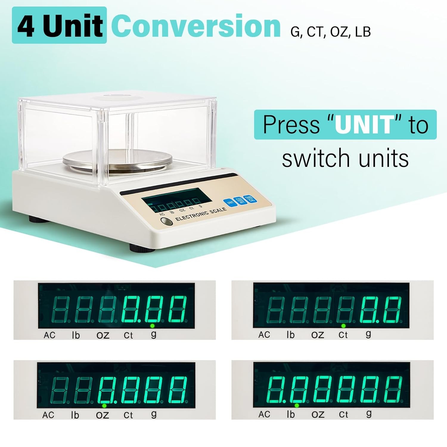 3000g/0.01g Lab Analytical Balance Digital Precision Lab Scale with Windshield