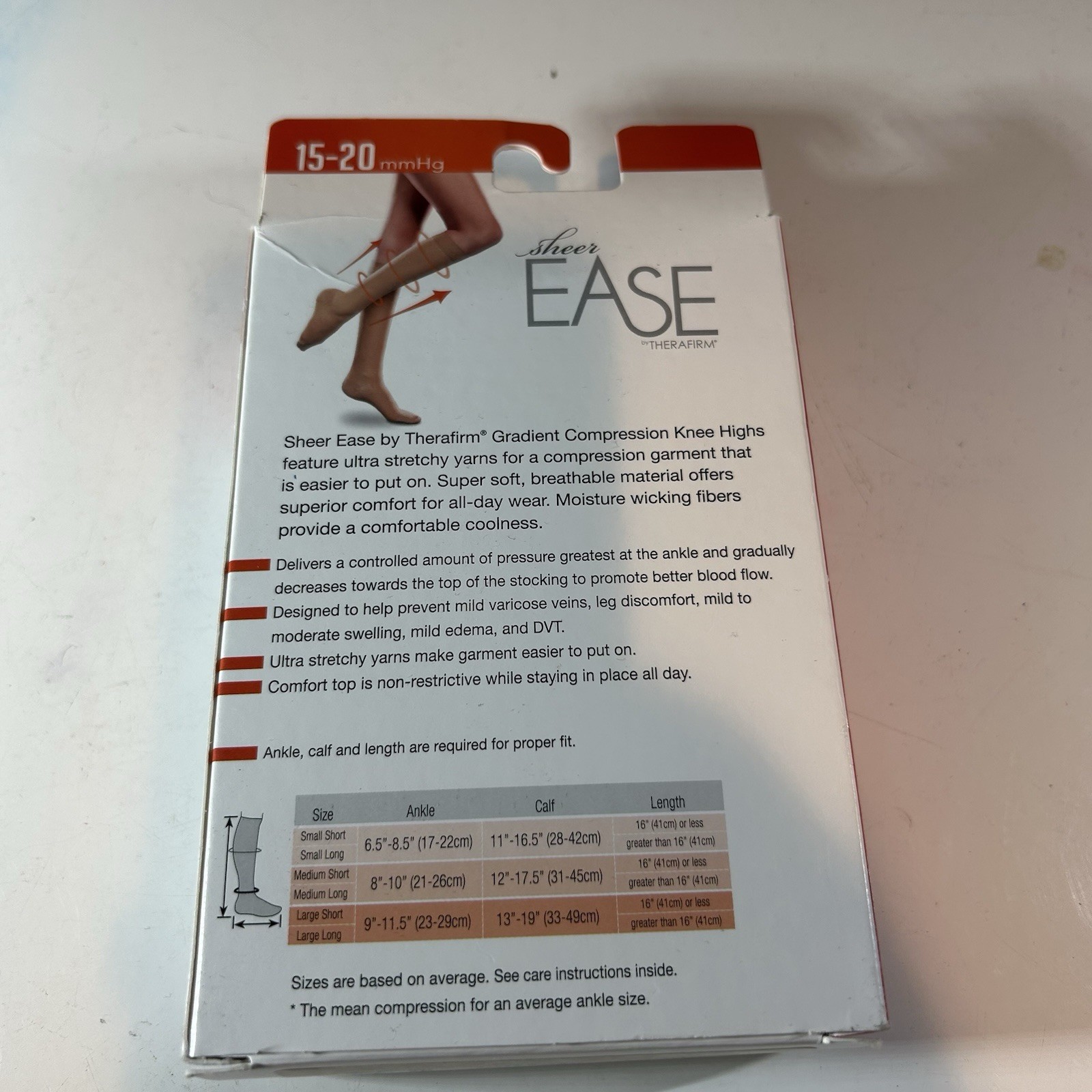 Sheer Ease Knee High Compression Stockings Small Long Coal