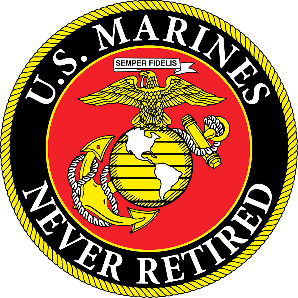 MARINE CORPS LOGO NEVER RETIRED Embroidered Shoulder Patch (0973)
