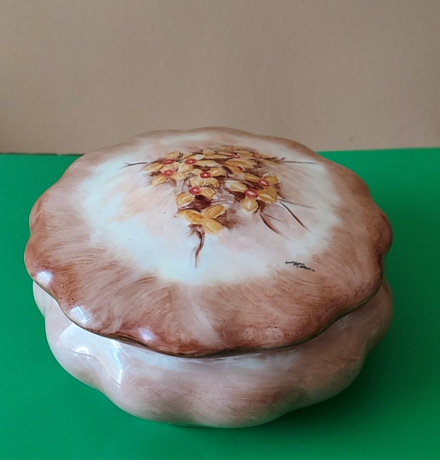 Vintage Porcelain Trinket Box Floral Design