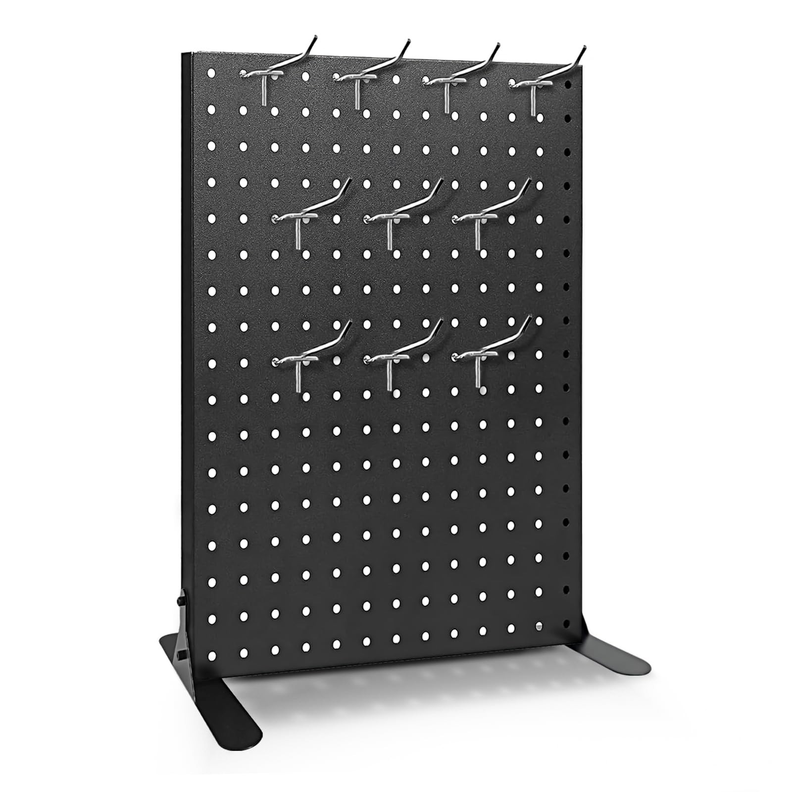 Pegboard Display Stand with 10 Hooks for Craft Shows, Metal Jewelry and Key R...