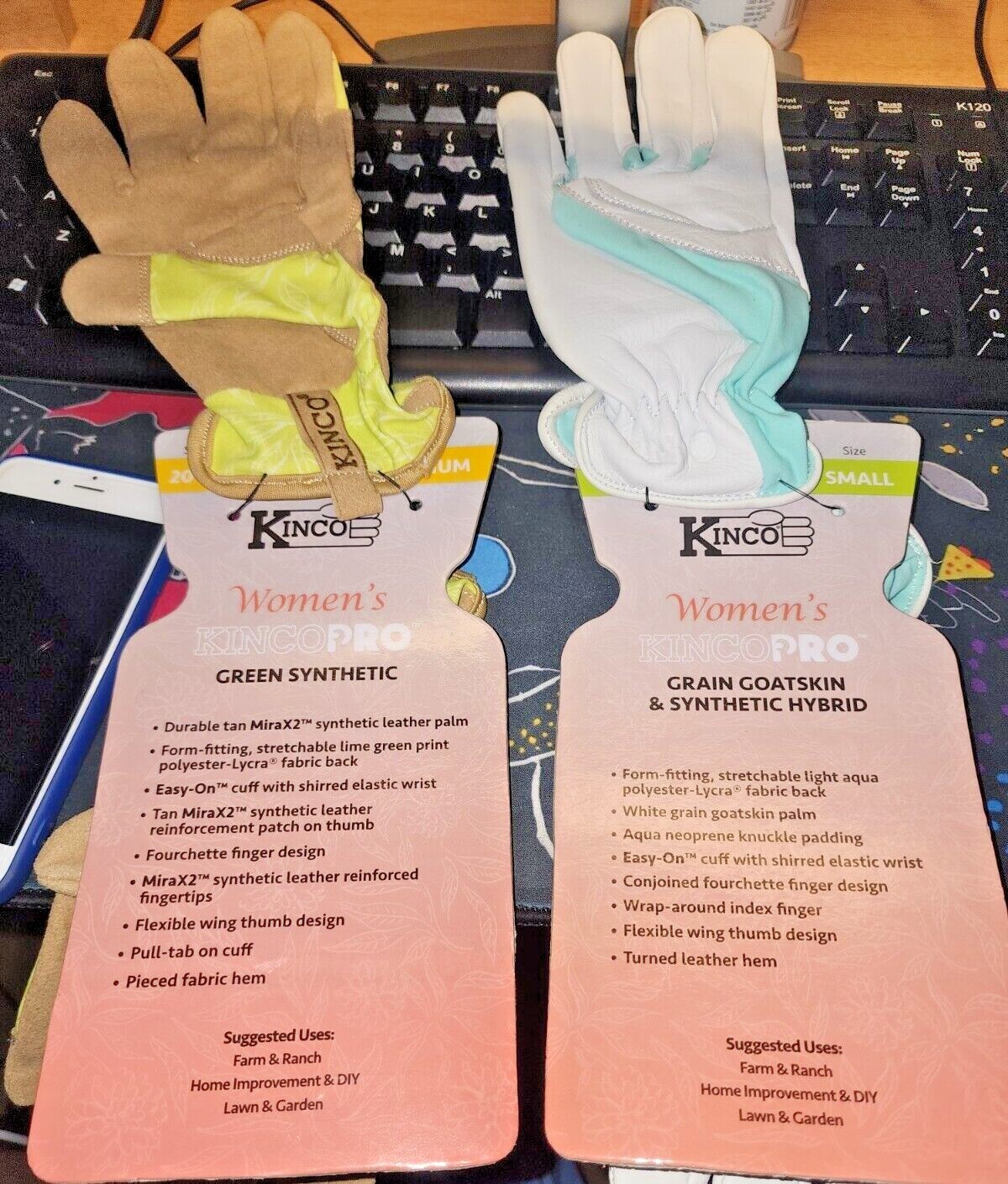 Womens KincoPro  gloves grain goatskin & synthetic hybrid (small &/or medium)