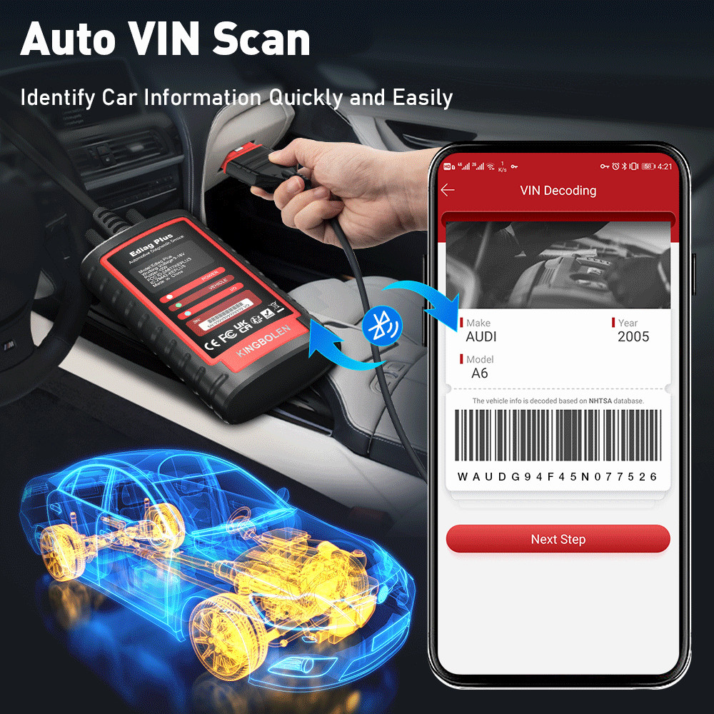 2026 Bluetooth Scanner KINGBOLEN Ediag Plus Car Diagnostic Tool KEY Coding CANFD