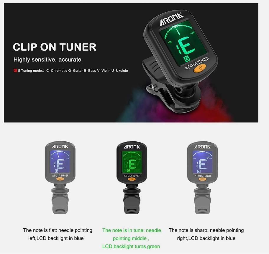 LCD Clip On Chromatic Acoustic Electric Guitar Bass Ukulele Banjo Violin Tuner
