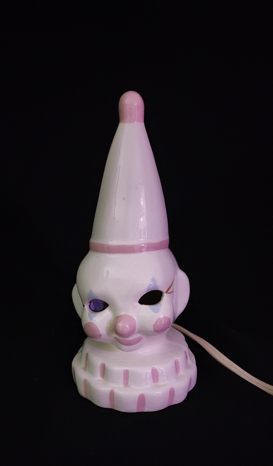 Retro Clown Nightlight Ceramic Head With Hat 6.5 " Tall ~ Rare
