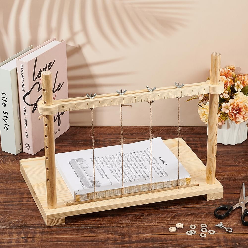 15.7X9.4Inch Bookbinding Sewing Frame Set, Hand DIY Binding Tools with Hemp Rop
