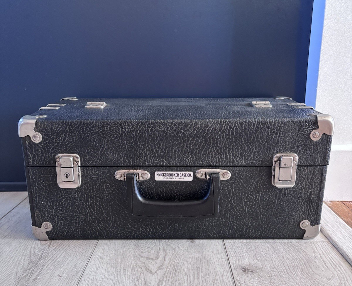 Vintage Knickerbocker Case Co. Black Tacklebox Medical Case with Metal Insert
