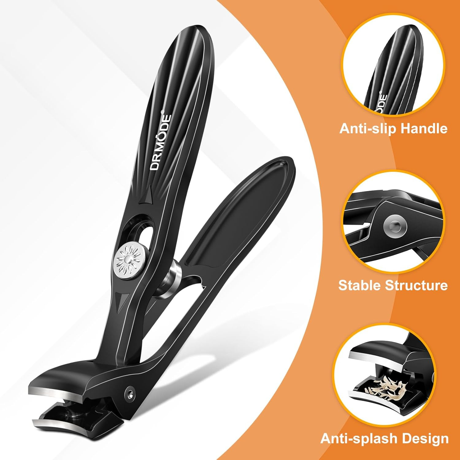 DRMODE Nail Clippers for Men Thick Nails, Angled Head Toe Nail Clippers for Thic