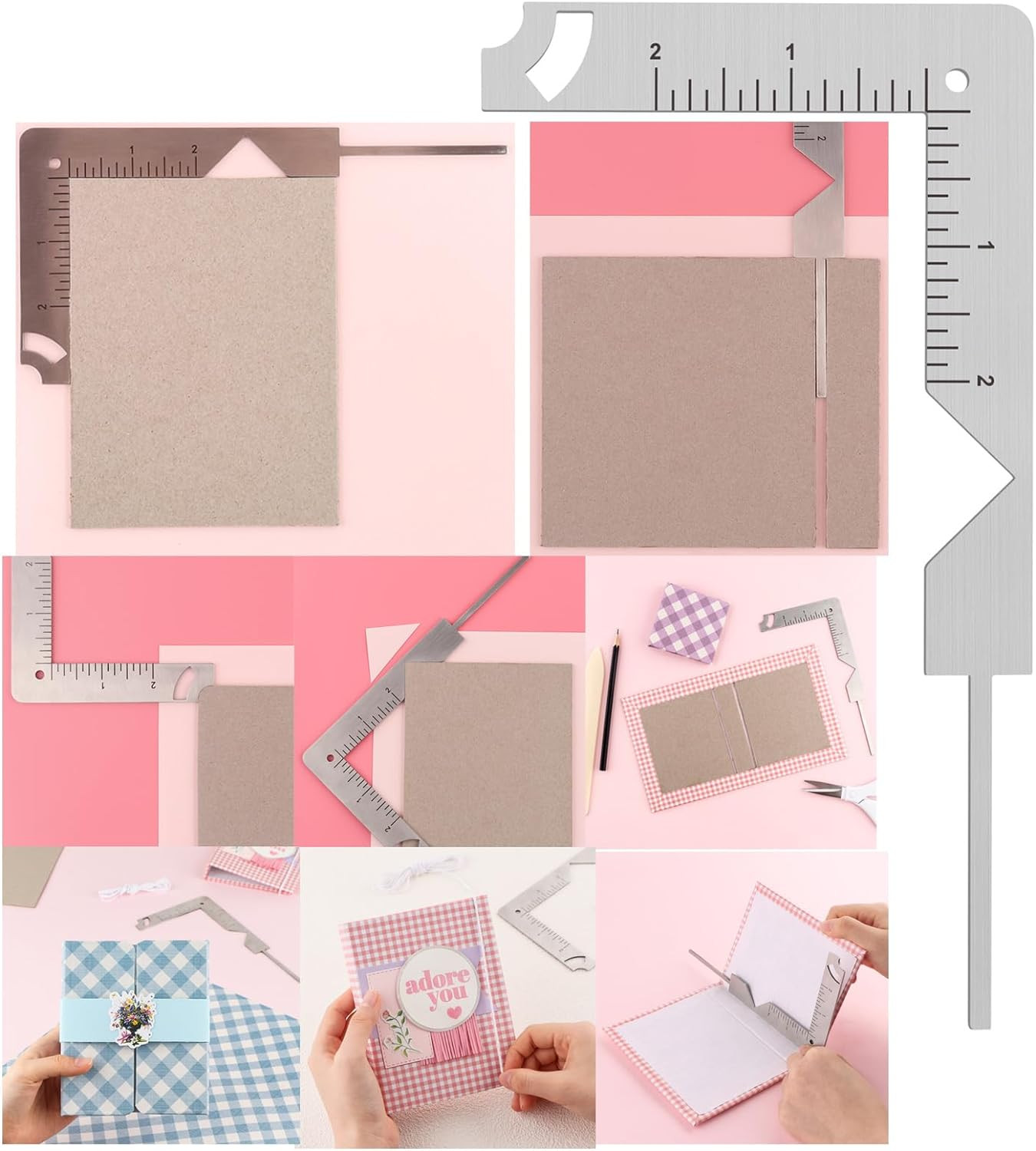 1Pcs  Cover Guide,5-In-1 Stainless Steel Metal Bookbinding Cover Tool for Making