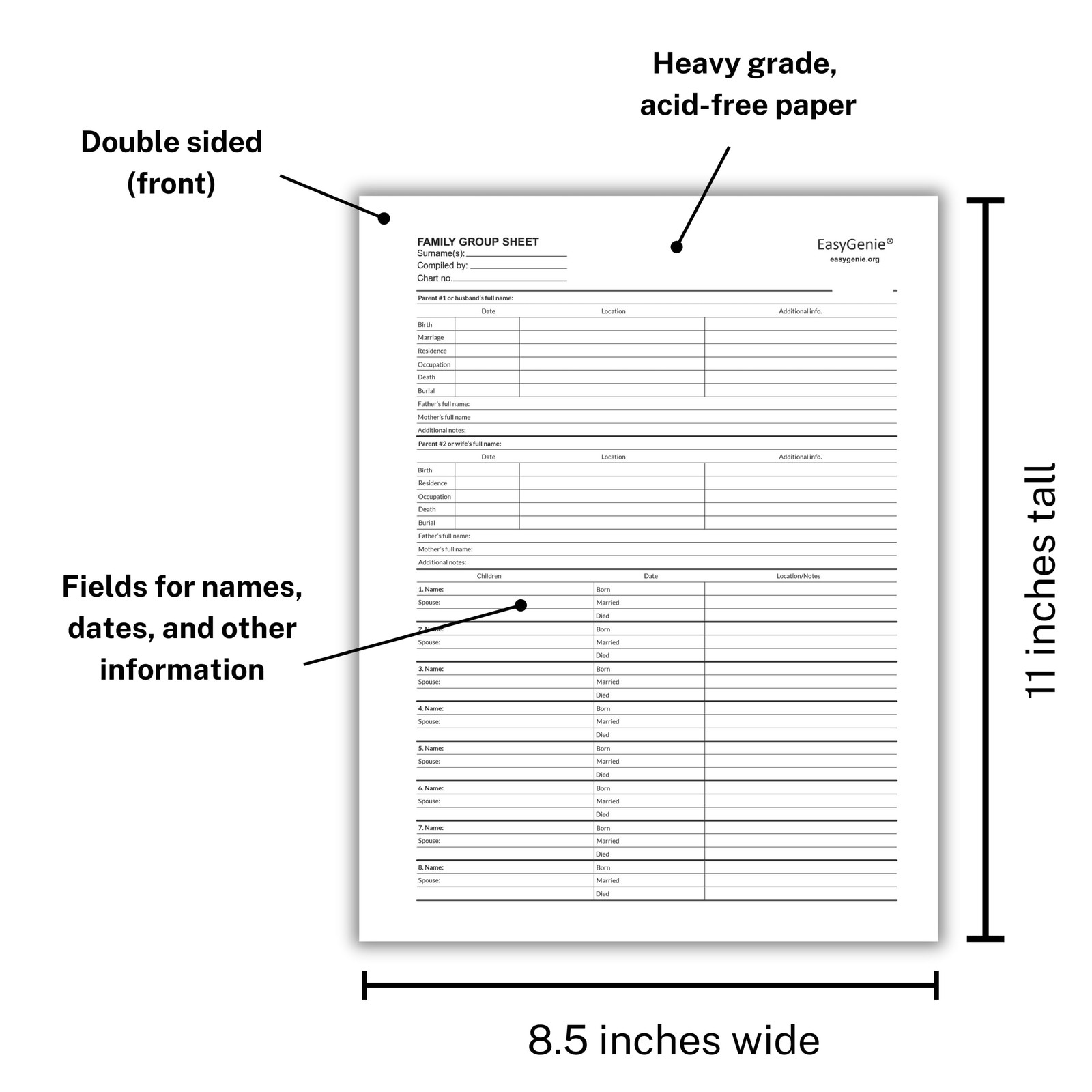 40 PCS Professional Family Group Sheets For Genealogy Archival Quality Forms