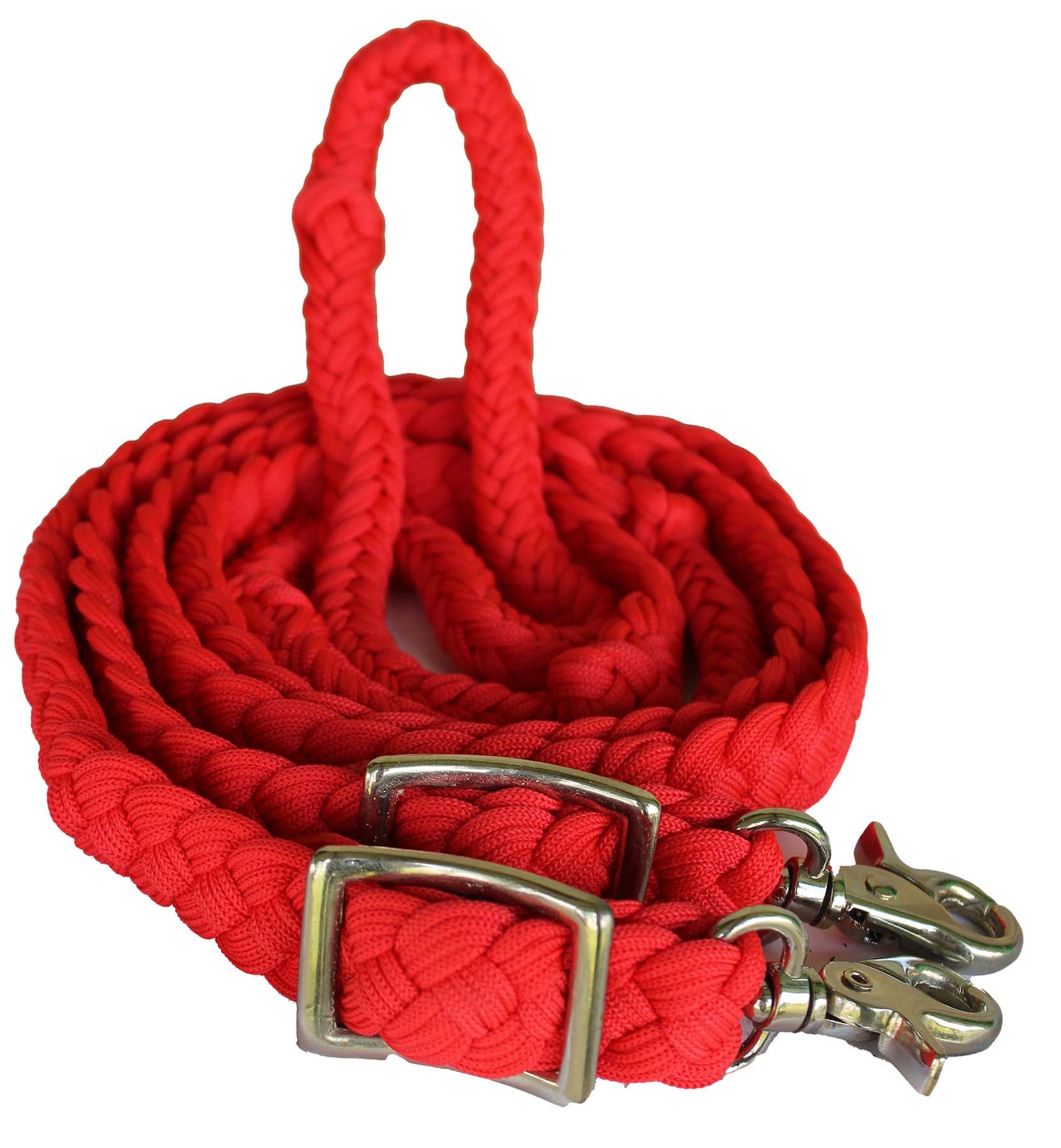 Roping Knotted Horse Tack Western Barrel Reins Nylon Braided 8 Ft. Red 60723