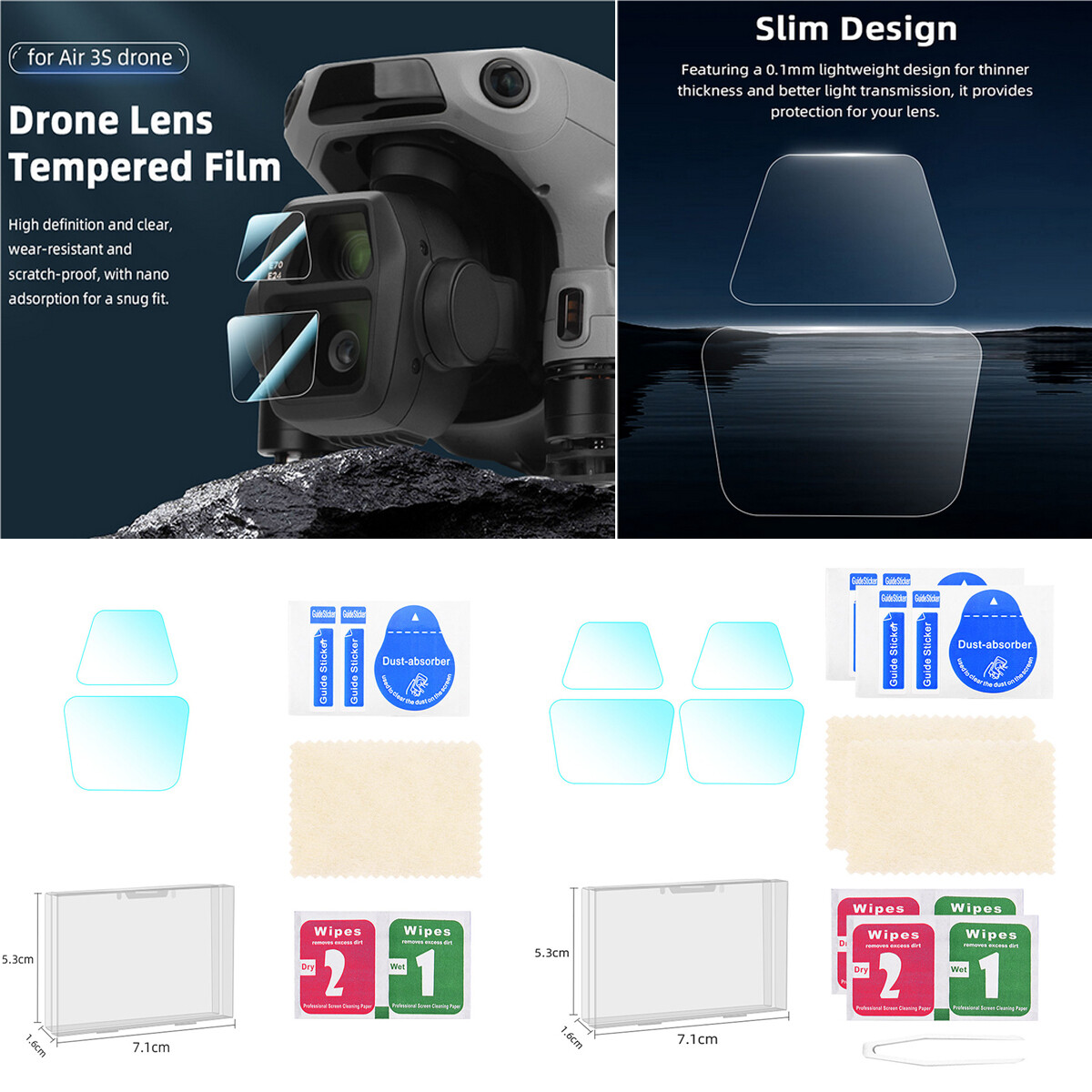 Lens Tempered Explosion-proof Film For DJI AIR 3S Gimbal Camera Protective Film