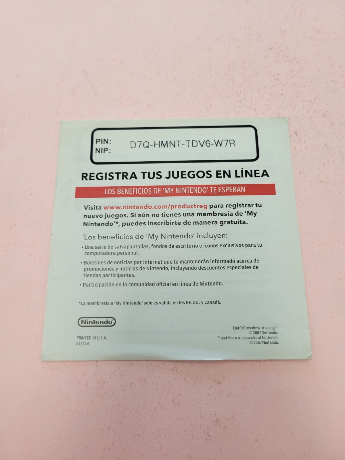 Link's Crossbow Training for Nintendo Wii Insert ONLY