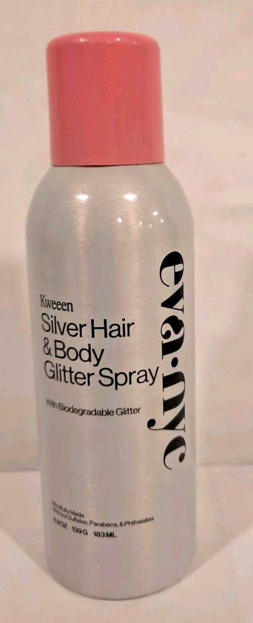 EVA NYC KWEEN SILVER HAIR AND BODY GLITTER SPRAY 4.9 OZ. LARGE CAN BRAND NEW