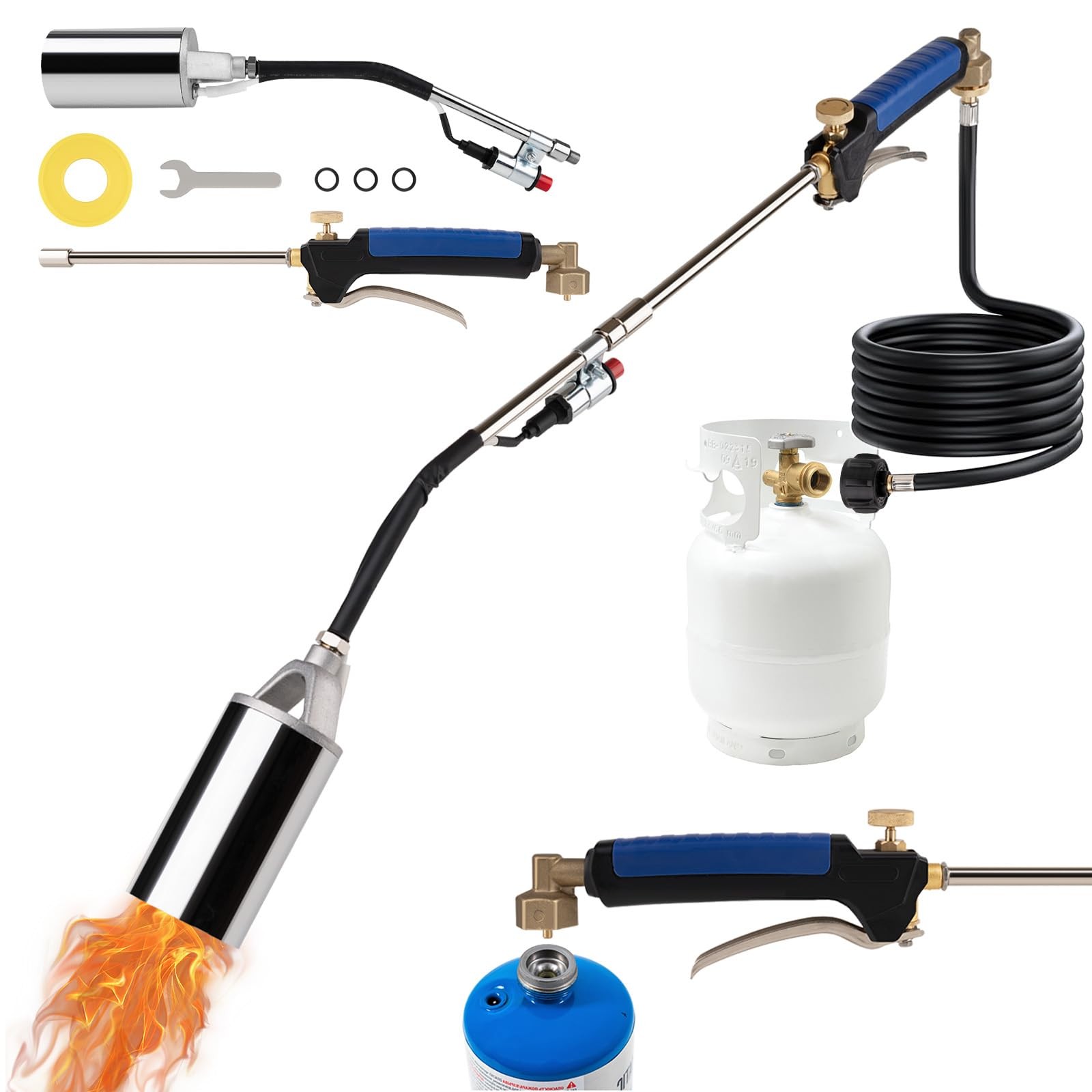 Krismose Propane Torch Weed Burner Kit with 10FT Hose, Adjustable Blow Blue