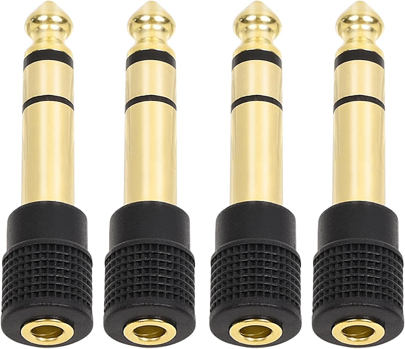 Headphone jack adapters from small to large size.