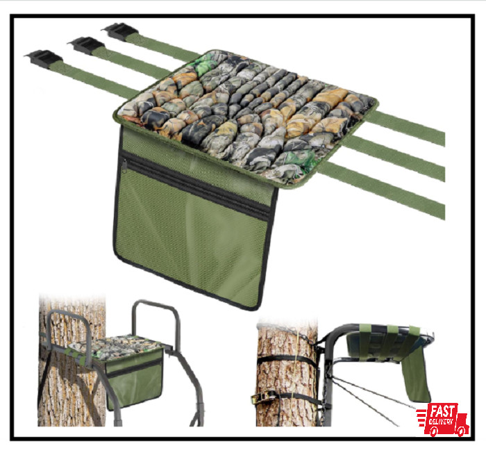 Tree Stand Seat Replacement with Pocket, Universal Memory Foam Hunting Seat C