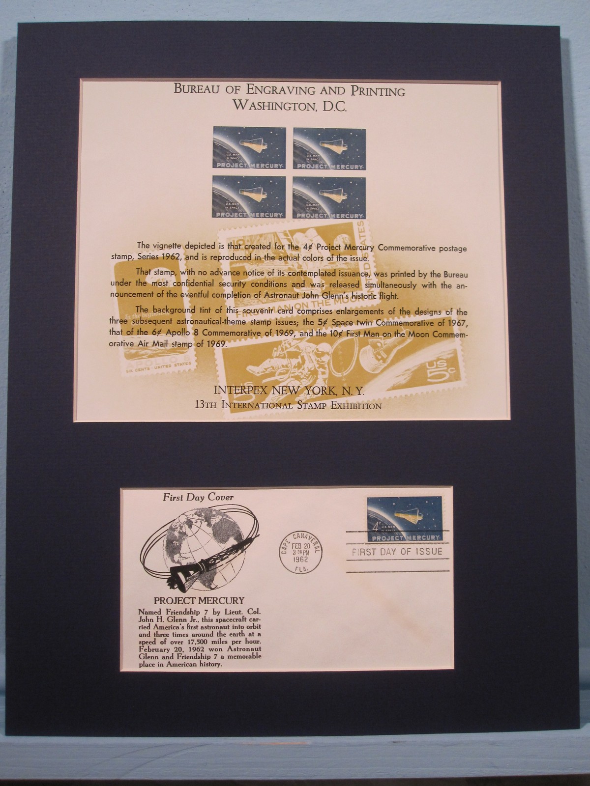 Project Mercury - John Glenn in Space with SC11 Interpex Card & First Day Cover