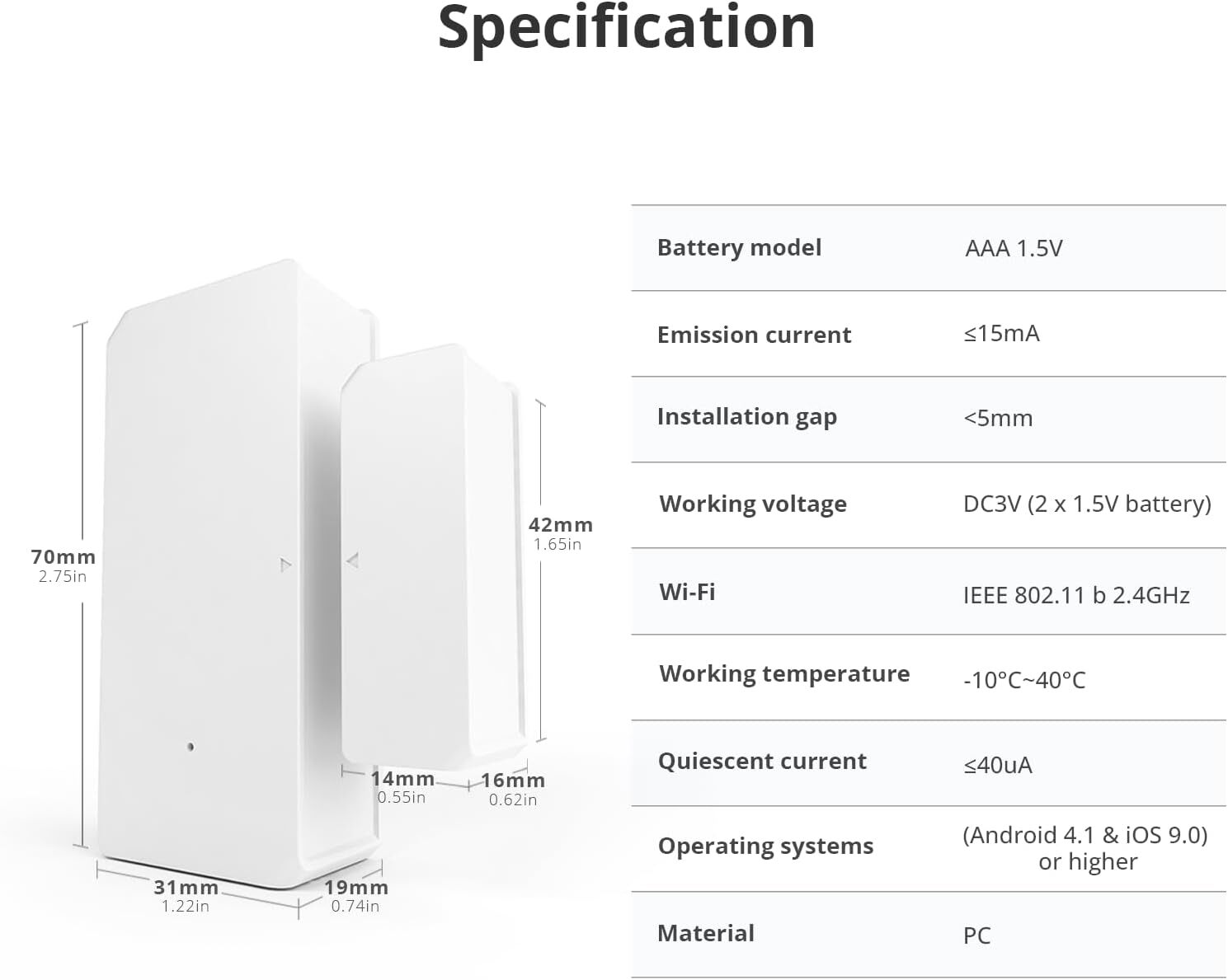 SONOFF Wi-Fi Wireless Door Window Sensor Smart Home Security No Gateway Required