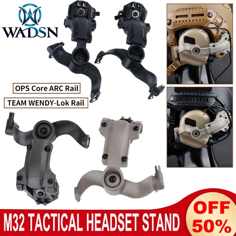 WADSN M32 Tactical Headphone Mount OPS Core ARC Rail Adapter For Wendy Helmet